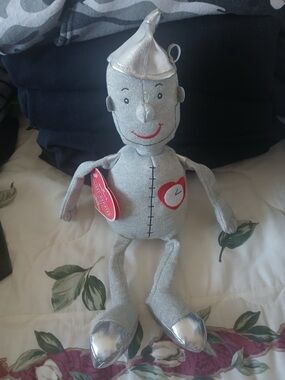 Hallmark Silver Tin Man Plush with Red Heart Detail